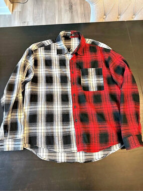 Manfinity Men's Plaid Button Down in Red & Black Like New